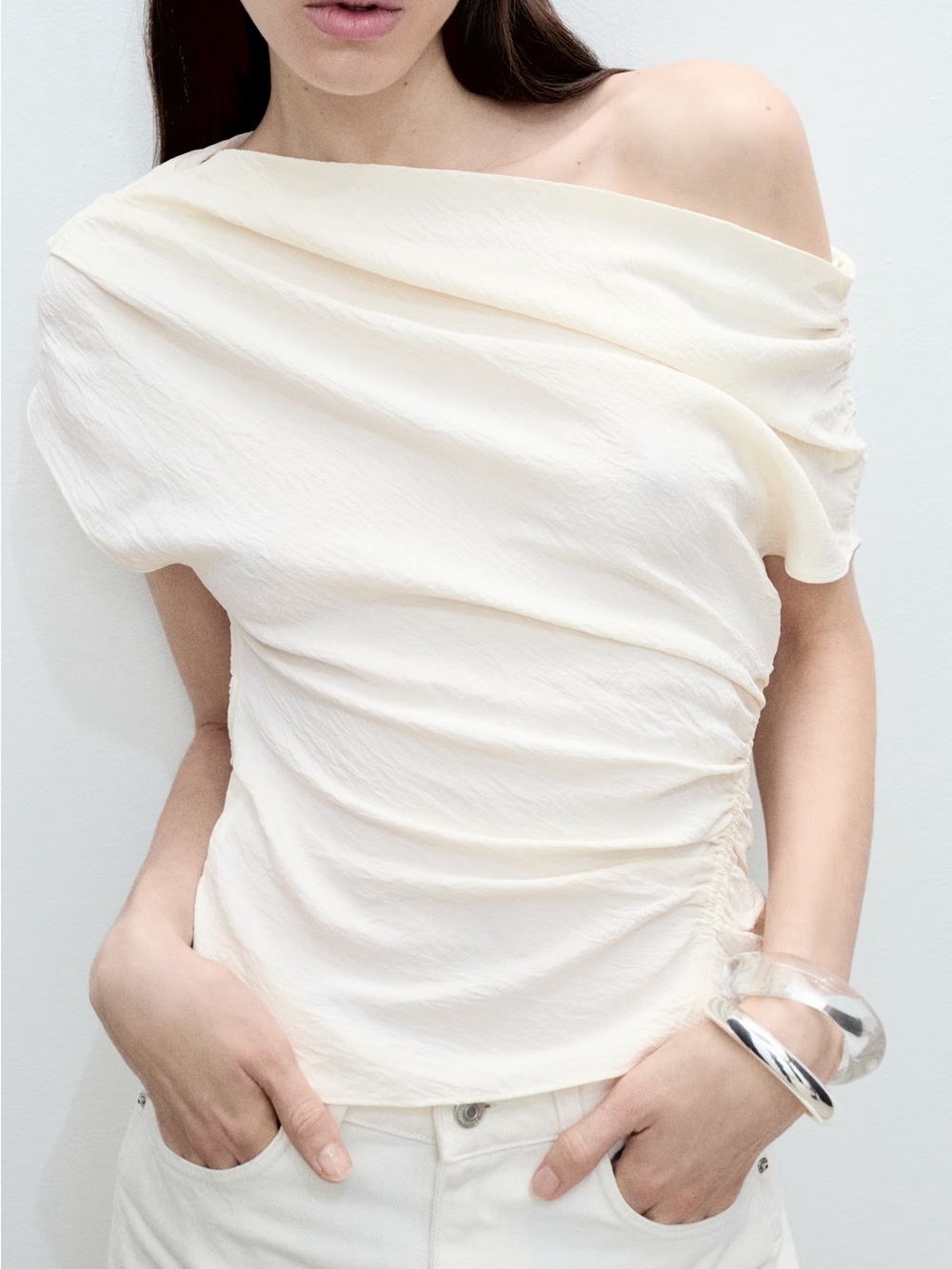 Mango ASYMMETRIC RUCHED TOP, Large